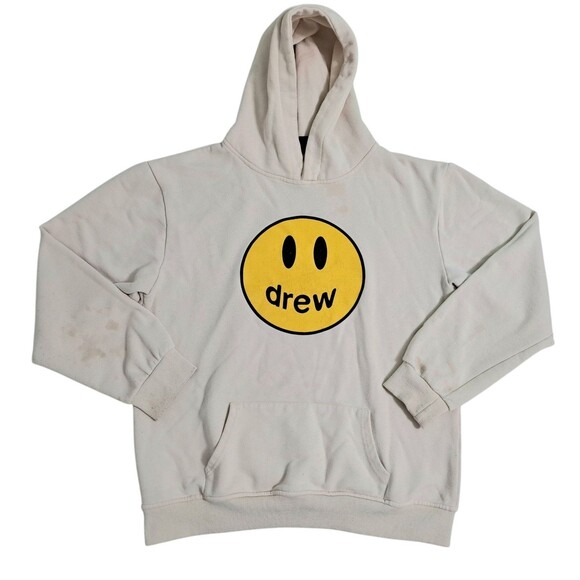 Drew House Mascot Smiley Hoodie Sweatshirt Pullover Large Beige Tan Cream - Picture 1 of 11